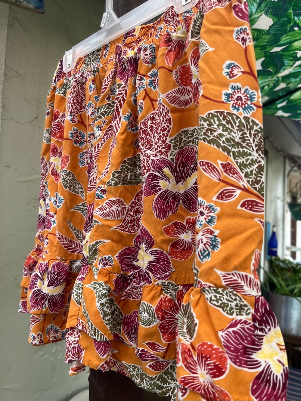 Christian Siriano Mustard Floral Tiered Ruffle Mini Skirt EUC - Picture 6 of 11